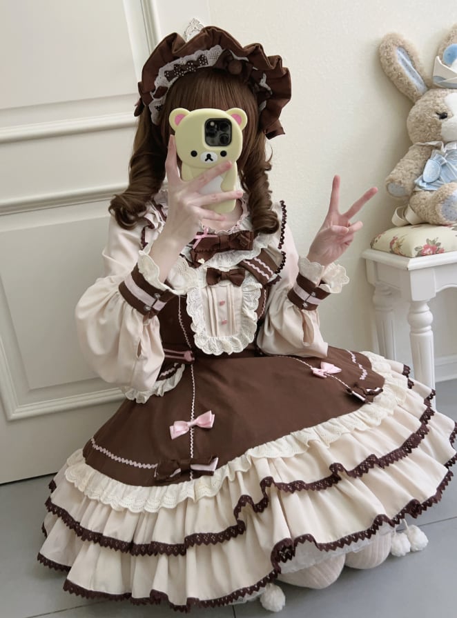 YUMEKAWA ♡ Chocolate Color Lolita Dress #wanpi95