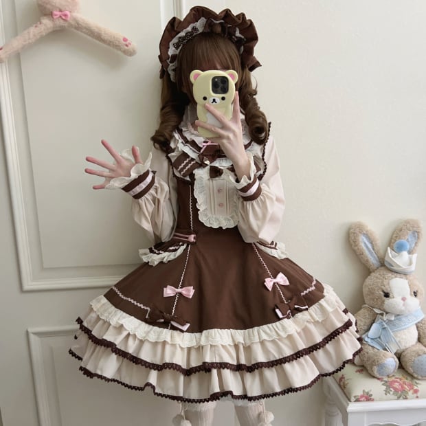 YUMEKAWA ♡ Chocolate Color Lolita Dress #wanpi95