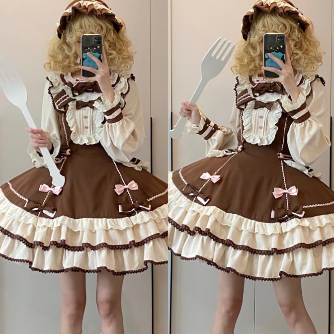 YUMEKAWA ♡ Chocolate Color Lolita Dress #wanpi95