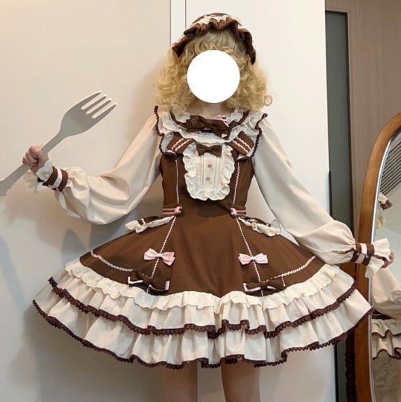 YUMEKAWA ♡ Chocolate Color Lolita Dress #wanpi95