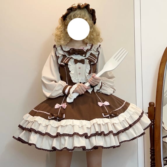 YUMEKAWA ♡ Chocolate Color Lolita Dress #wanpi95