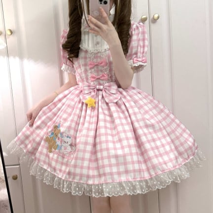 YUMEKAWA ♡ Gingham Check Lolita Dress #wanpi97