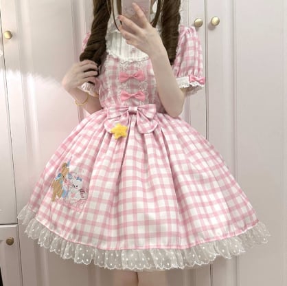 YUMEKAWA ♡ Gingham Check Lolita Dress #wanpi97