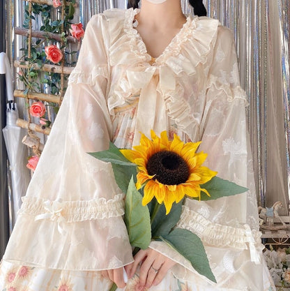 YUMEKAWA ♡ ( 3 colors )  thin short ruffle cardigan  #jya2