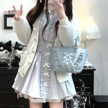 YUMEKAWA ♡ ( 3 colors ) V-neck cardigan with heart buttons #jya7