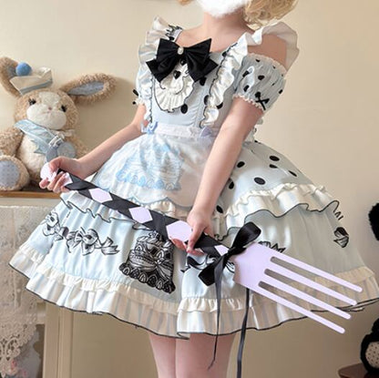 Manufactured after order ♡ ( 2 colors )  Dotted off the shoulder maid outfit  #kos29