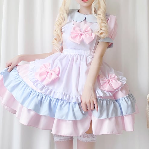 YUMEKAWA ♡ Pink Blue maid outfit matching cloth #kos38