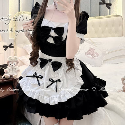 YUMEKAWA ♡ Maid outfit with choker & white catsuit #kos38