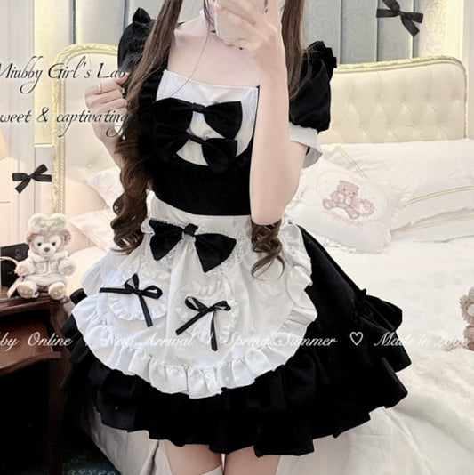YUMEKAWA ♡ Maid outfit with choker & white catsuit #kos38