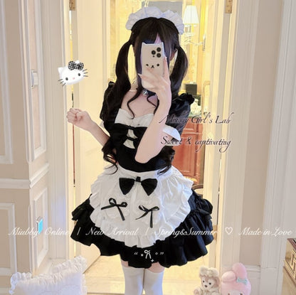 YUMEKAWA ♡ Maid outfit with choker & white catsuit #kos38