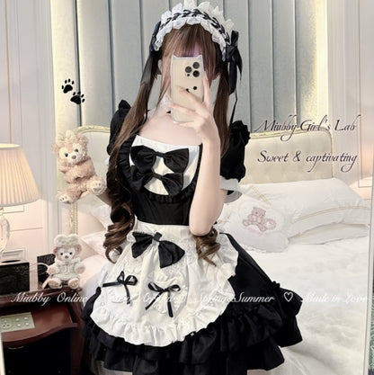 YUMEKAWA ♡ Maid outfit with choker & white catsuit #kos38