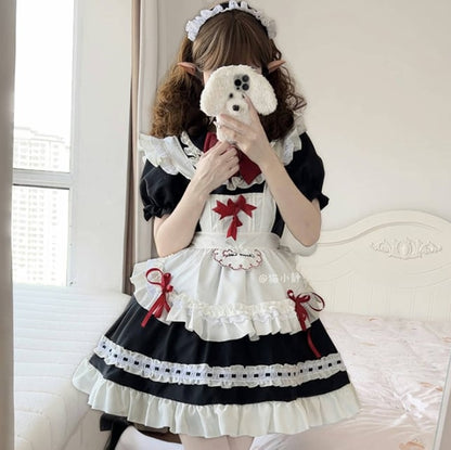 YUMEKAWA ♡ Maid outfit set with back ribbon #kos46