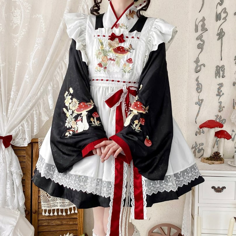 YUMEKAWA ♡ ( 2 colors )  mushroom bunny maid outfit <!>without hat  #kos51