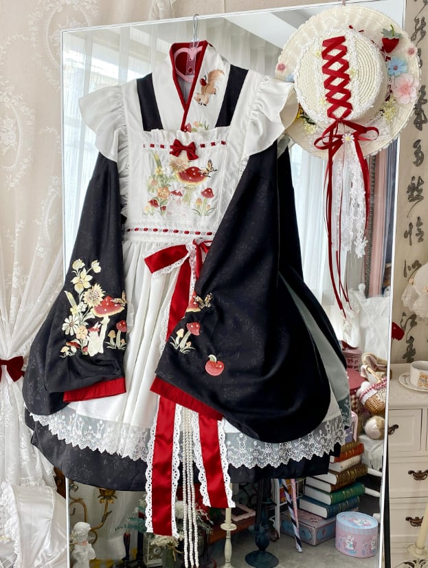 YUMEKAWA ♡ ( 2 colors )  mushroom bunny maid outfit <!>without hat  #kos51
