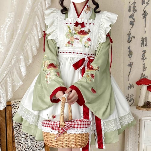 YUMEKAWA ♡ ( 2 colors )  mushroom bunny maid outfit <!>without hat  #kos51