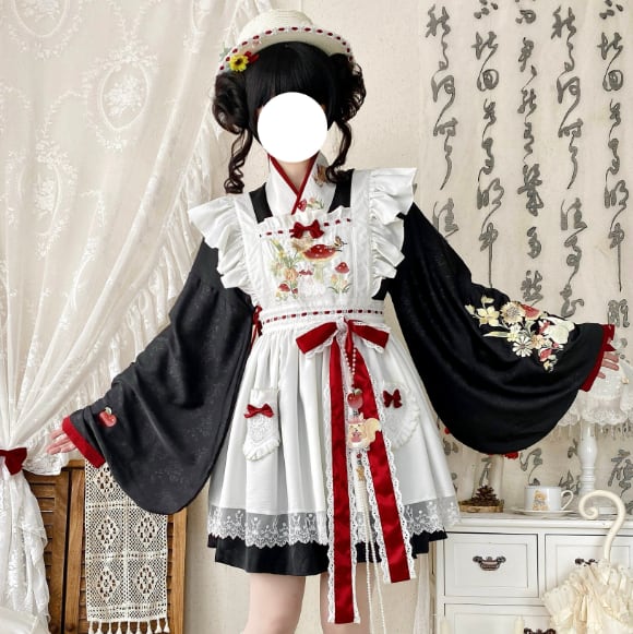 YUMEKAWA ♡ ( 2 colors )  mushroom bunny maid outfit <!>without hat  #kos51