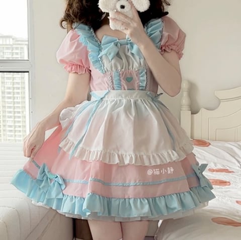 YUMEKAWA ♡ Puff Sleeve Maid Dress matching cloth #kos64