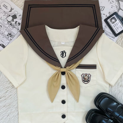 YUMEKAWA ♡ Choice of sleeve length♪ Sailor uniform with crest #seifuku62