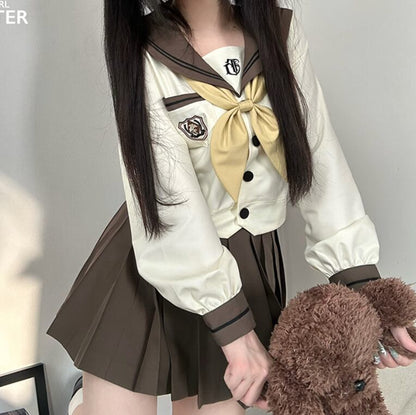 YUMEKAWA ♡ Choice of sleeve length♪ Sailor uniform with crest #seifuku62