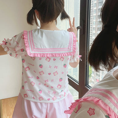 YUMEKAWA ♡ ( 2 colors )  Strawberry top & suspender skirt #set1