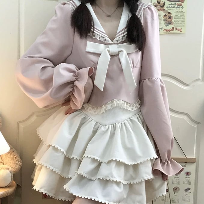 YUMEKAWA ♡  Top and Cake Skirt Matching cloth  #set13