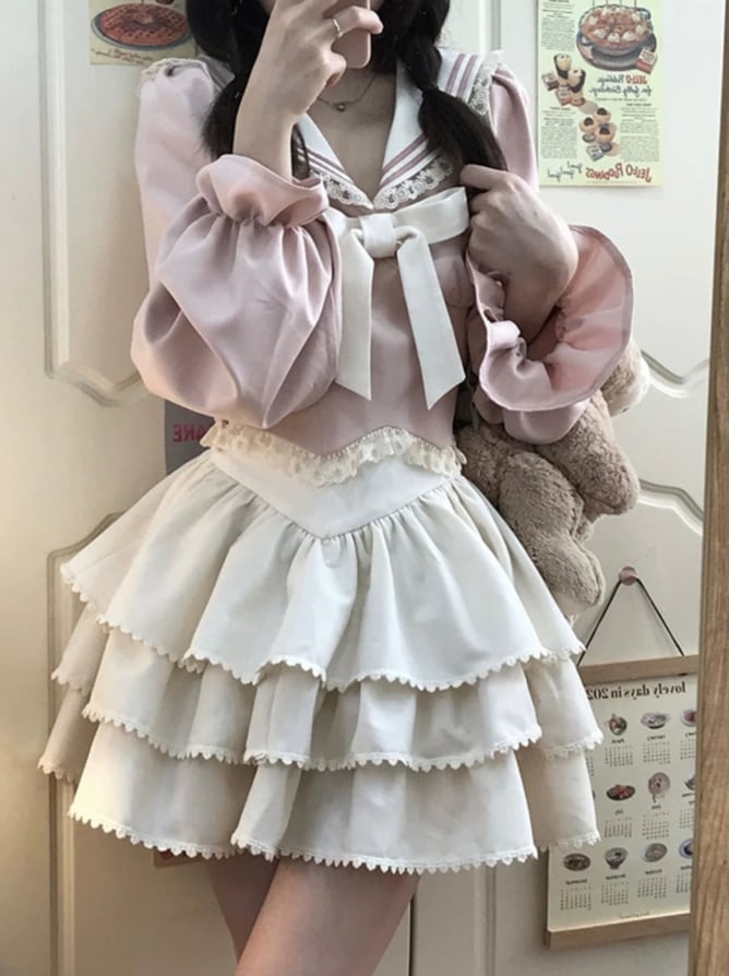YUMEKAWA ♡  Top and Cake Skirt Matching cloth  #set13