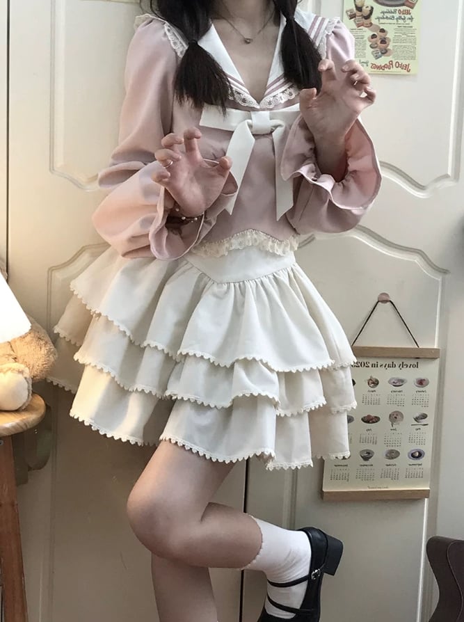 YUMEKAWA ♡  Top and Cake Skirt Matching cloth  #set13
