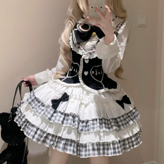 YUMEKAWA ♡  3 matching cloths: vest, top and skirt  #set15