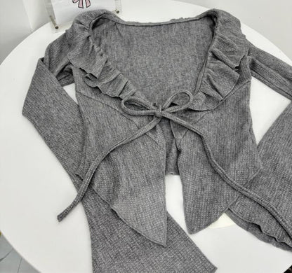 YUMEKAWA ♡ 3-piece set of top with ribbon , skirt and outerwear #set2