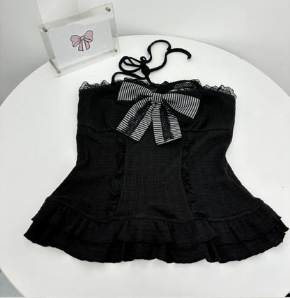 YUMEKAWA ♡ 3-piece set of top with ribbon , skirt and outerwear #set2