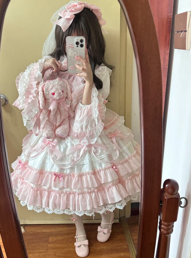 Manufactured after order ♡ ( 3 colors )  Matching cloth with catsuit and ruffle dress  #set21