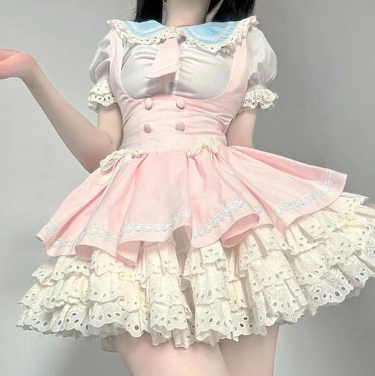 YUMEKAWA ♡ High waisted pink matching cloth #set24