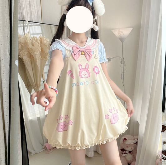 YUMEKAWA ♡ ( 4 colors ) Sailor T-shirt & Coverall #set26