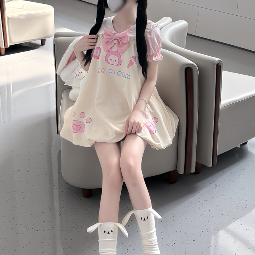 YUMEKAWA ♡ ( 4 colors ) Sailor T-shirt & Coverall #set26