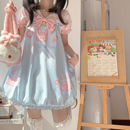 YUMEKAWA ♡ ( 4 colors ) Sailor T-shirt & Coverall #set26