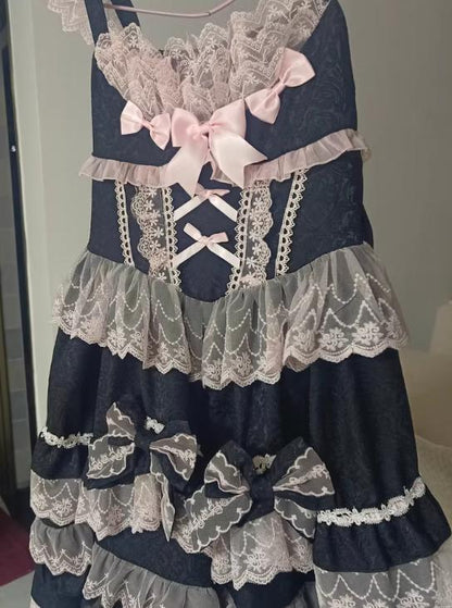 YUMEKAWA ♡ ( 4 colors )  3 matching cloths with catsuit, ruffle blouse and jumper skirt with back ribbon  #set27