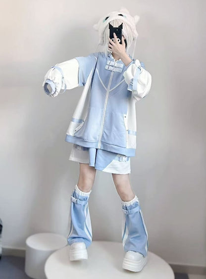 YUMEKAWA ♡ ( 2 colors )  3 matching cloths: cat ear jacket, pants and leg warmers  #set3