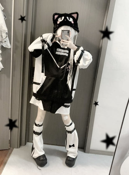 YUMEKAWA ♡ ( 2 colors )  3 matching cloths: cat ear jacket, pants and leg warmers  #set3