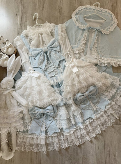 YUMEKAWA ♡  ( 4 colors )  blouse with bunny ears and Lolita jumperskirt  #set33