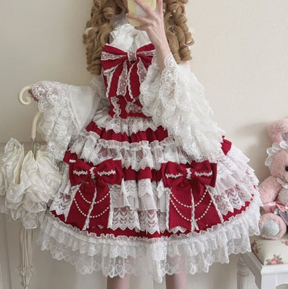 YUMEKAWA ♡  ( 4 colors )  blouse with bunny ears and Lolita jumperskirt  #set33
