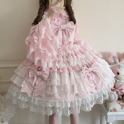 YUMEKAWA ♡  ( 4 colors )  blouse with bunny ears and Lolita jumperskirt  #set33