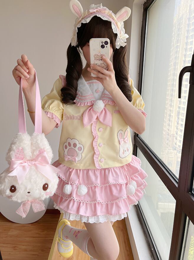 YUMEKAWA ♡ little girl-like rabbit matching cloth #set41