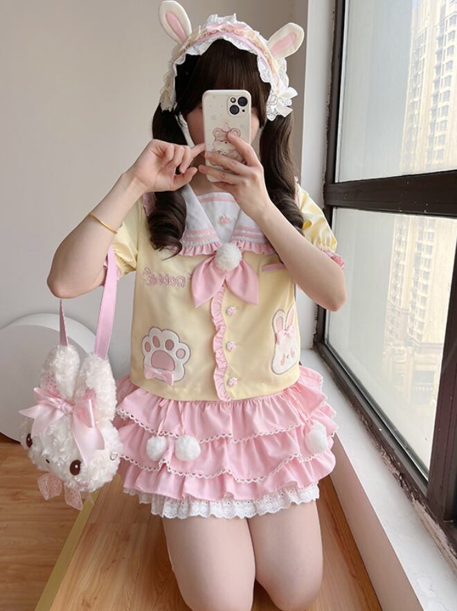 YUMEKAWA ♡ little girl-like rabbit matching cloth #set41