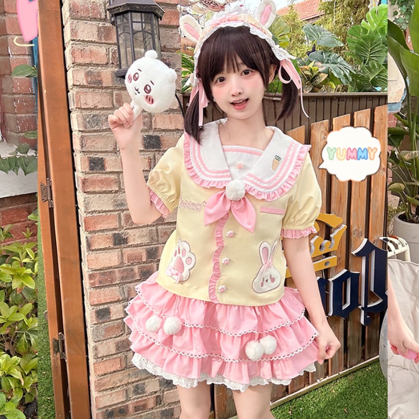 YUMEKAWA ♡ little girl-like rabbit matching cloth #set41