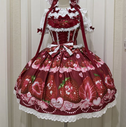 YUMEKAWA ♡ ( 4 colors )  Petite ribbon blouse and Lolita jumperskirt matching cloth  #set46