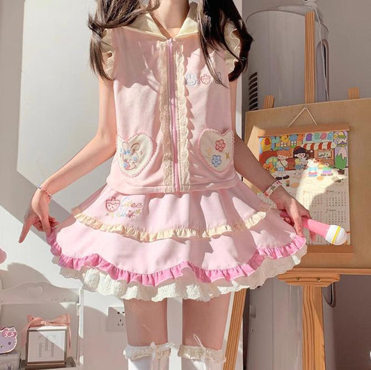 YUMEKAWA ♡ bunny hooded matching cloth #set66