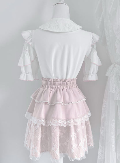 YUMEKAWA ♡ Pink off the shoulder matching cloth with ribbon #set66