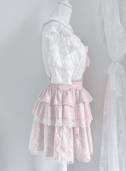 YUMEKAWA ♡ Pink off the shoulder matching cloth with ribbon #set66