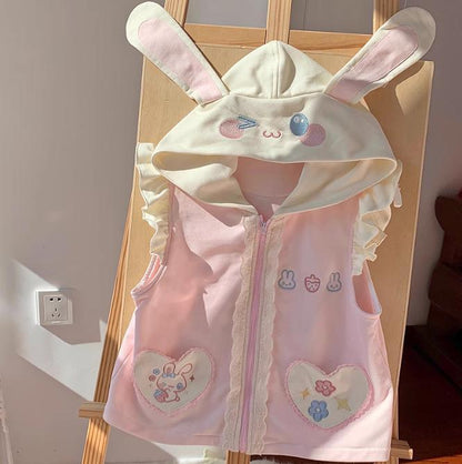 YUMEKAWA ♡ bunny hooded matching cloth #set66
