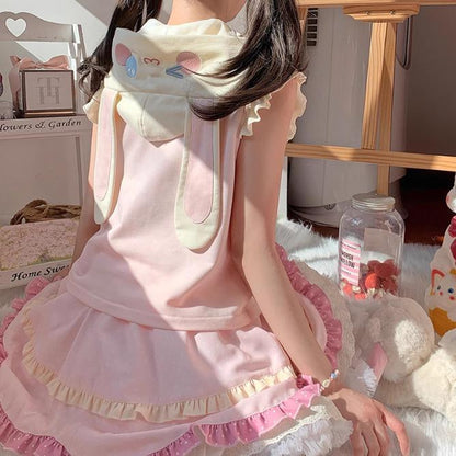 YUMEKAWA ♡ bunny hooded matching cloth #set66